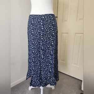 Floral Rayon Skirt Navy Size 16